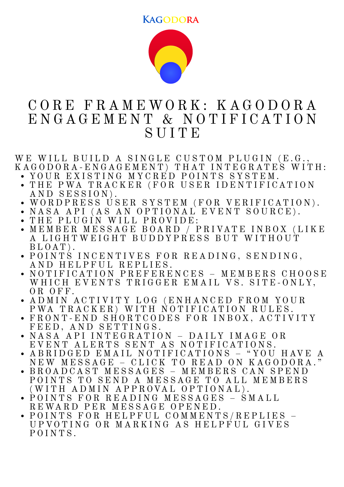 Core Framework: Kagodora Engagement & Notification Suite